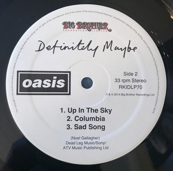 Oasis (2) : Definitely Maybe (2xLP, Album, RE, RM, Hea)
