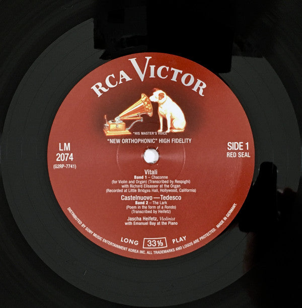 Jascha Heifetz / Mario Castelnuovo Tedesco / Gabriel Fauré / Tomaso Antonio Vitali : The Lark / Sonata (Op.13) / Chaconne (LP, Mono, RE, RM, 180)