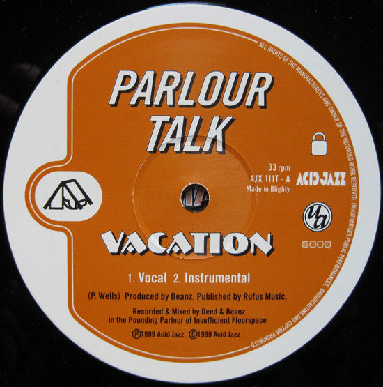 Parlour Talk : Vacation (12", Single)