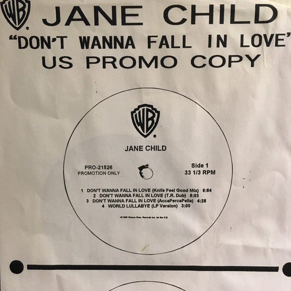 Jane Child : Don't Wanna Fall In Love (12", Promo, W/Lbl)
