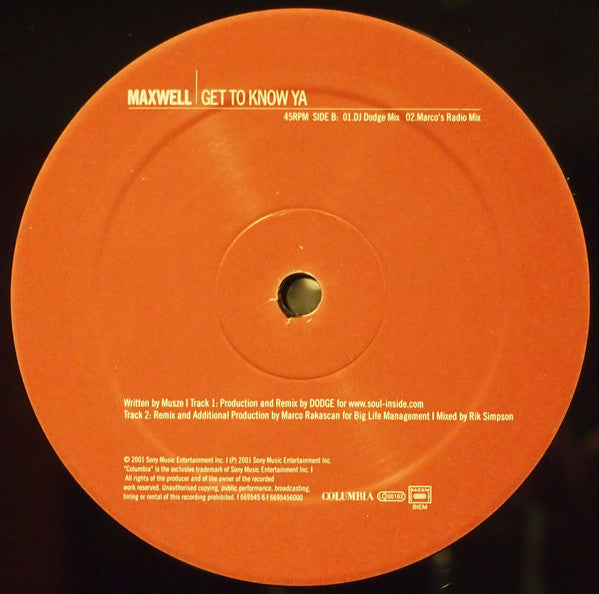 Maxwell : Get To Know Ya (12")