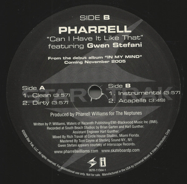 Pharrell Williams : Can I Have It Like That (12", Promo)