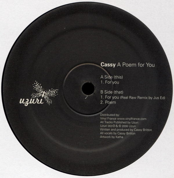 Cassy : A Poem For You (12")