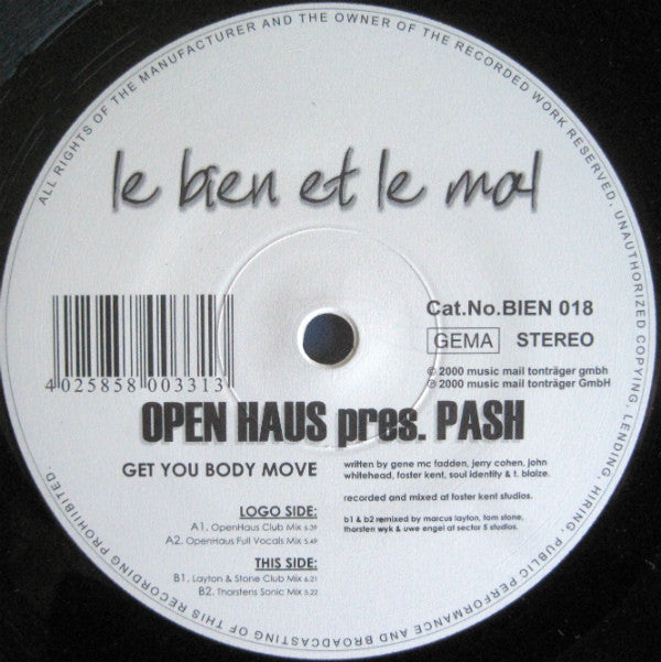 Open Haus Presents Jochen Pash : Get Your Body Move (12")