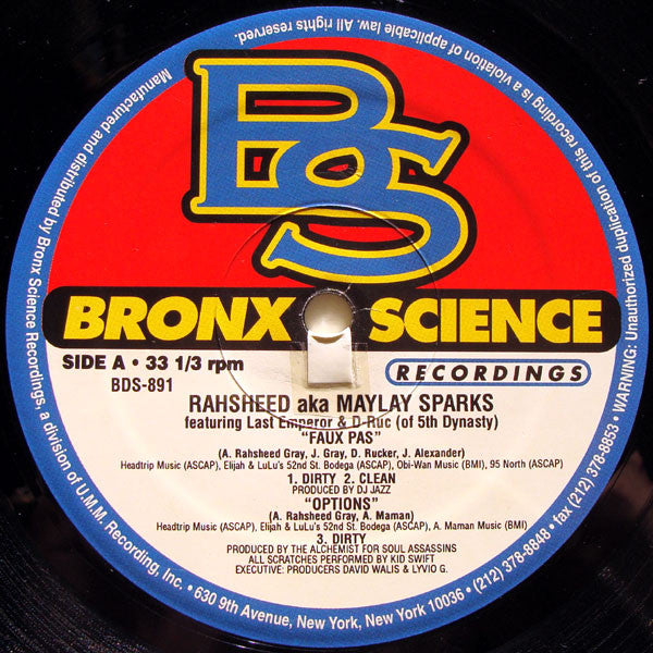 Rahsheed Aka Maylay Sparks : Faux Pas (12", Single)