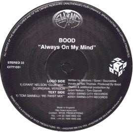 Bood : Always On My Mind (Remixes By Grant Nelson + Tom Gianelli) (12")