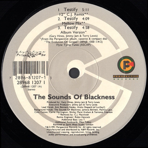 Sounds Of Blackness : Testify (12", Single)