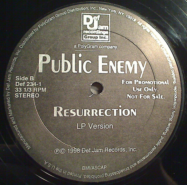 Public Enemy : Resurrection (12", Single, Promo)