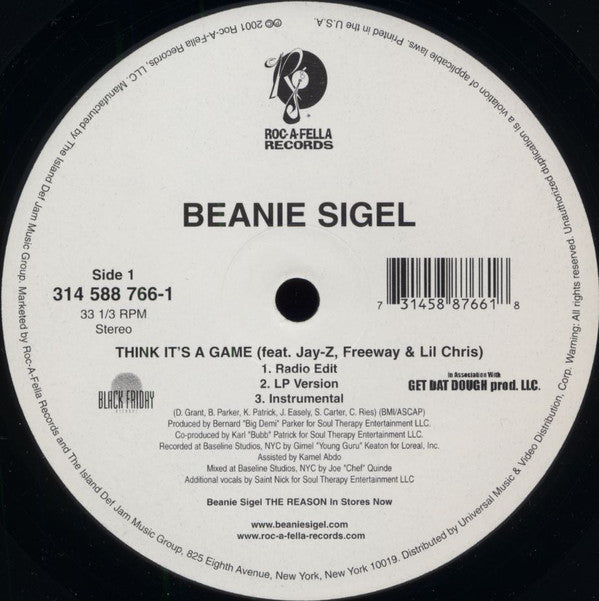 Beanie Sigel : Think It's A Game / For My N***az (12", Single)