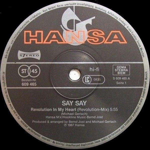 Say Say : Revolution In My Heart (Revolution Mix) (12", Maxi)