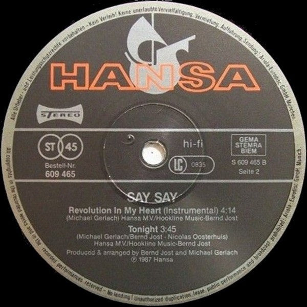 Say Say : Revolution In My Heart (Revolution Mix) (12", Maxi)