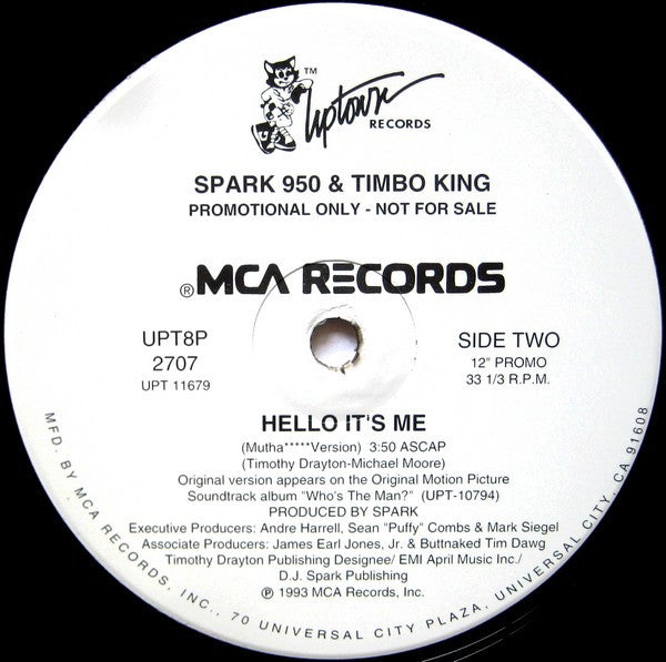 Spark 950 & Timbo King : Hello It's Me (12", Promo)
