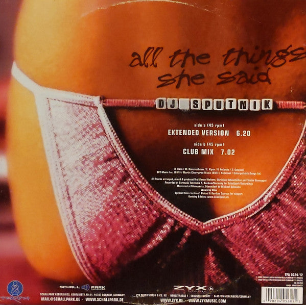 DJ Sputnik : All The Things She Said (12")