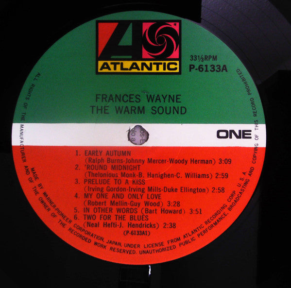 Frances Wayne : The Warm Sound: Frances Wayne (LP, Album, RE)