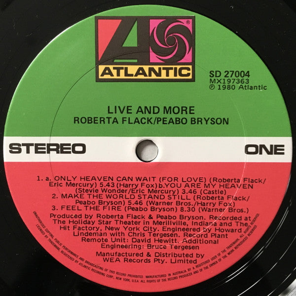 Roberta Flack And Peabo Bryson : Live & More (2xLP, Album, Gat)