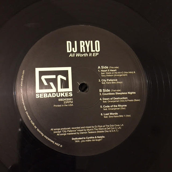 Dj Rylo : All Worth It EP (12")