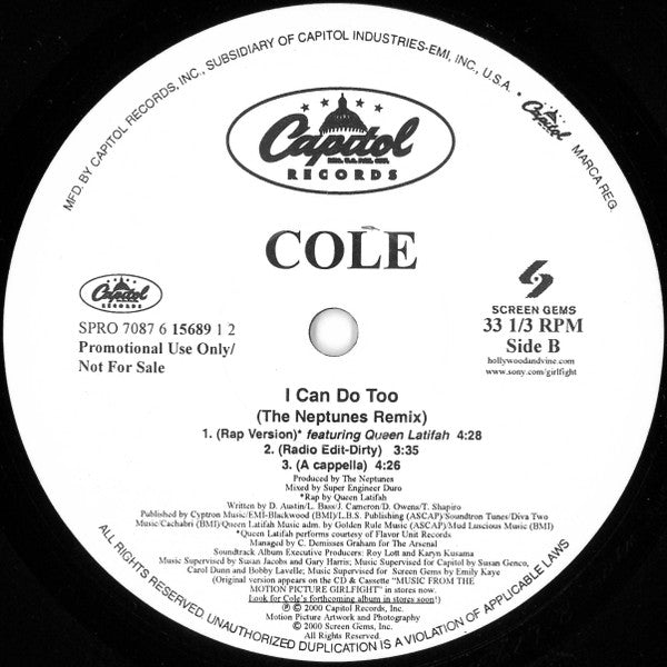 Cole (9) : I Can Do Too (The Neptunes Remix) (12", Promo)