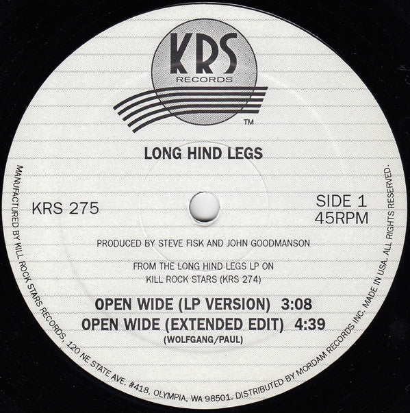 Long Hind Legs : Open Wide Remix (12", Maxi)