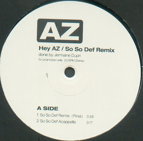 AZ : Hey AZ / So So Def Remix (12", Promo)