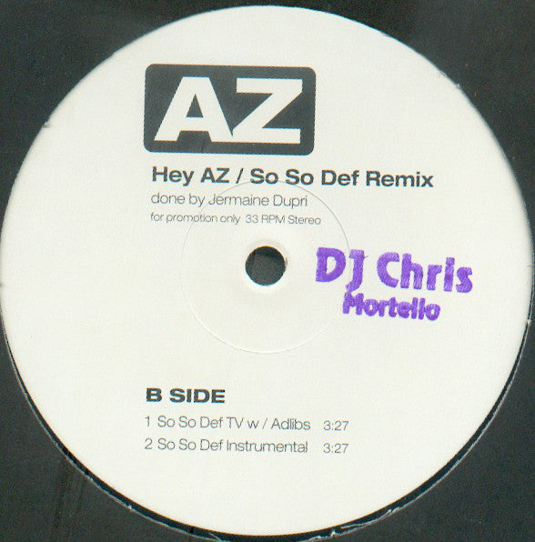 AZ : Hey AZ / So So Def Remix (12", Promo)