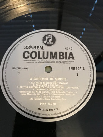 Pink Floyd : A Saucerful Of Secrets (LP, Album, RSD, Mono, Ltd, RE, RM, 180)