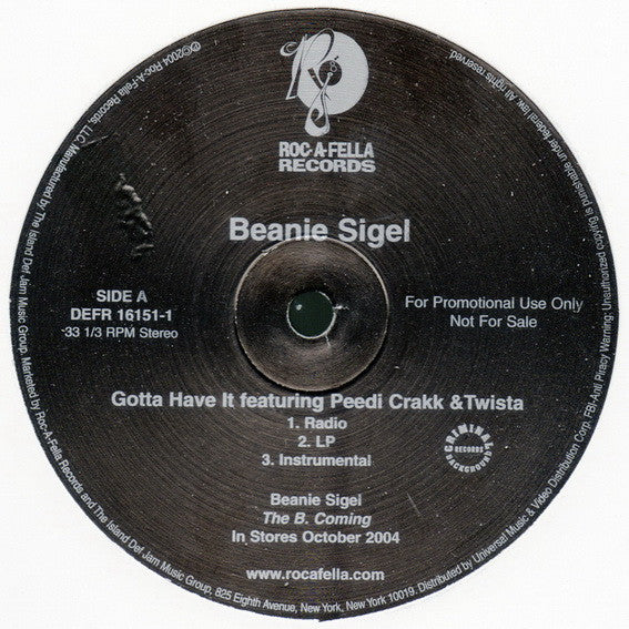Beanie Sigel : Gotta Have It (12", Promo)