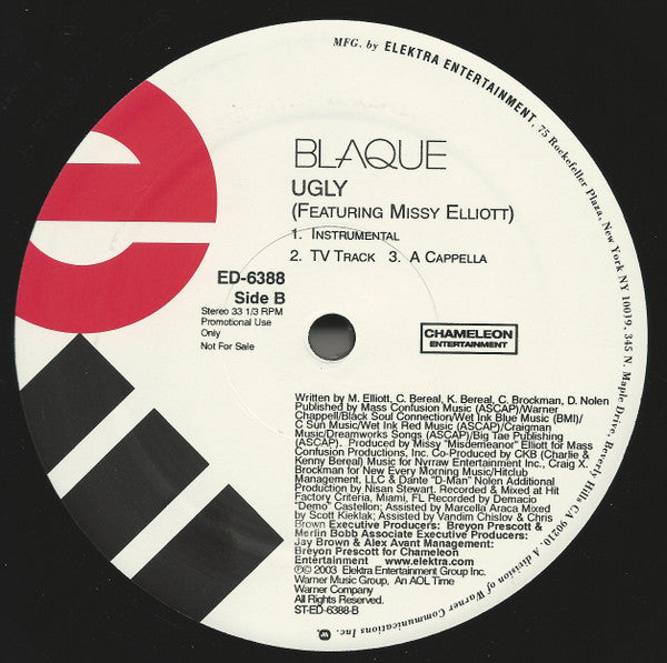 Blaque (2) Featuring Missy Elliott : Ugly (12", Promo)