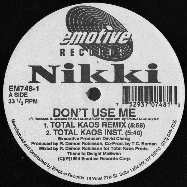 Nikki Jackson : Don't Use Me (12")