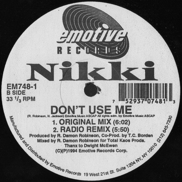 Nikki Jackson : Don't Use Me (12")