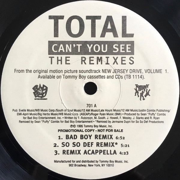 Total : Can't You See (The Remixes) (12", Promo)