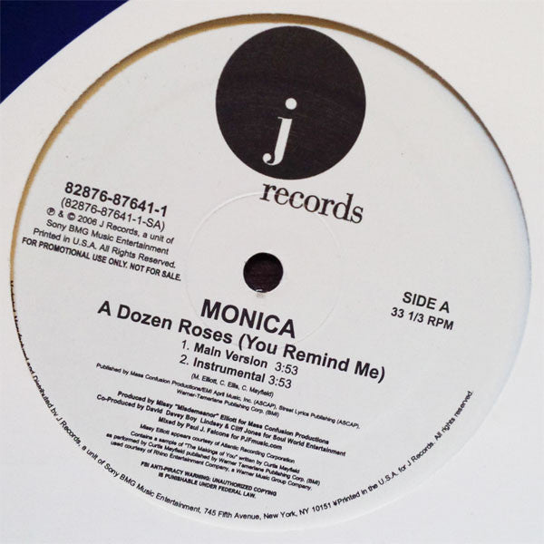 Monica : A Dozen Roses (You Remind Me) (12", Promo)