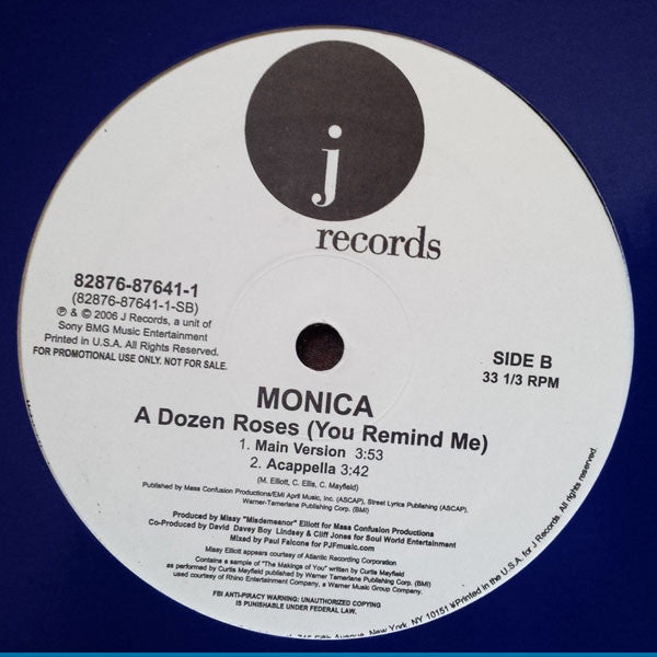 Monica : A Dozen Roses (You Remind Me) (12", Promo)