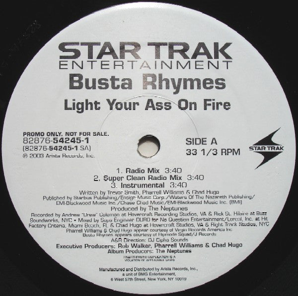 Busta Rhymes : Light Your Ass On Fire (12", Promo)
