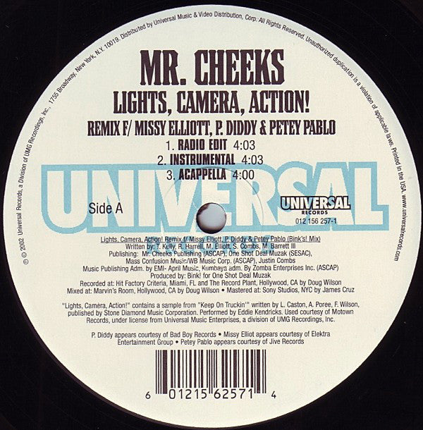 Mr. Cheeks F/ Missy Elliott, P. Diddy & Petey Pablo : Lights, Camera, Action! (Remix) (12")