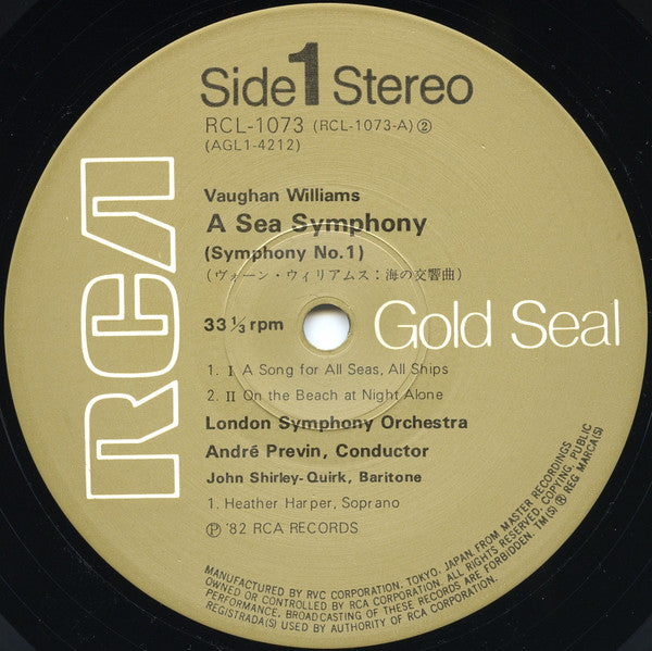 Ralph Vaughan Williams, André Previn, The London Symphony Orchestra : A Sea Symphony (Symphony No.1) (LP)