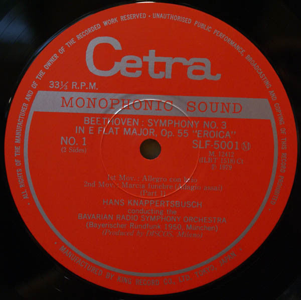 Ludwig van Beethoven : Symphony No.3 in E Flat Major, Op.55 "Eroica" (LP, Mono)