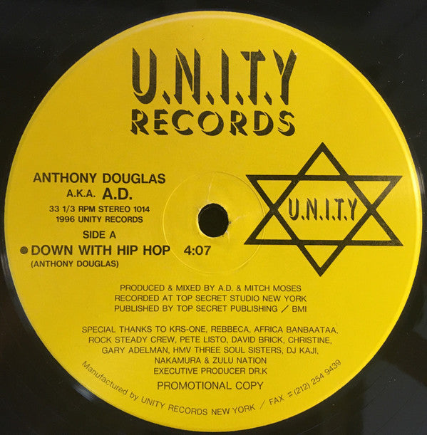 A.D. (5) : Down With Hip Hop (12", Promo)
