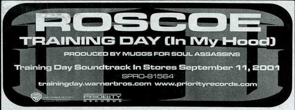 Roscoe : Training Day (In My Hood) (12", Single, Promo)