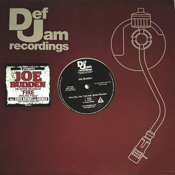 Joe Budden : Fire (Yes, Yes Y'all) (12", Promo)