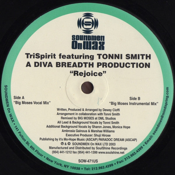 TriSpirit Featuring Toni Smith : Rejoice (12")