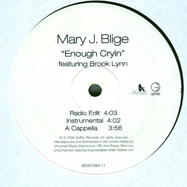 Mary J. Blige Featuring Brook : Enough Cryin (12")
