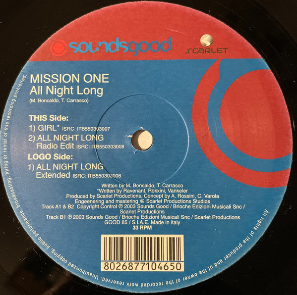 Mission One (2) : All Night Long (12")