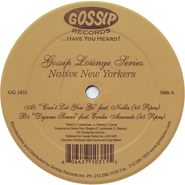 Native New Yorkers : Gossip Lounge Series (12")