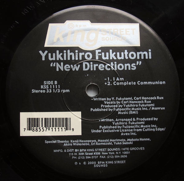 Yukihiro Fukutomi : New Directions (12")