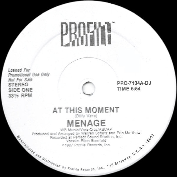 Menage (2) : At This Moment (12", Promo)