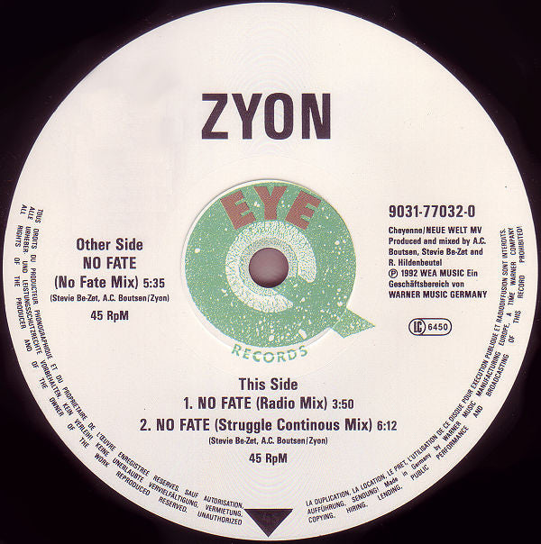 Zyon : No Fate (12")