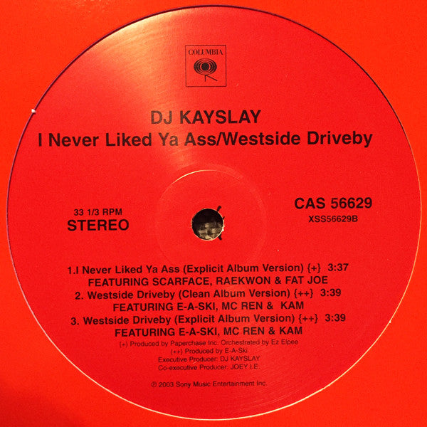 DJ Kay Slay : Too Much For Me / I Never Liked Ya Ass / Westside Driveby (12")