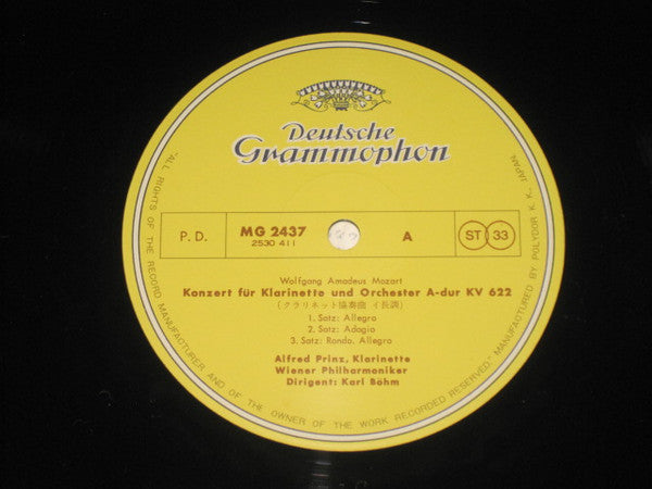 Wolfgang Amadeus Mozart, Alfred Prinz  â€? Dietmar Zeman  â€? Wiener Philharmoniker  â€? Karl Böhm : Klarinettenkonzert (Clarinet Concerto) â€?Fagottkonzert (Bassoon Concerto) (LP)