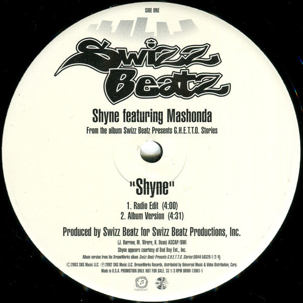 Shyne Featuring Mashonda : Shyne (12", Promo)