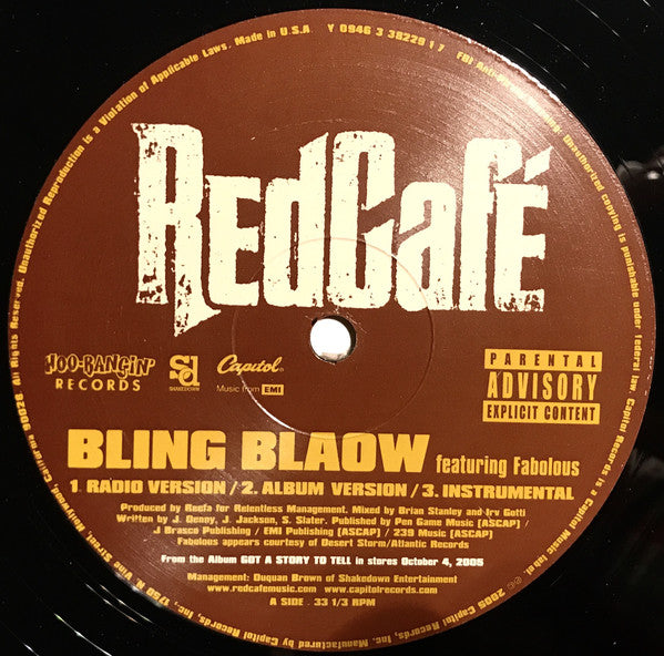 Red Cafe : Bling Blaow B/W Yellow Bottle (12", Single)